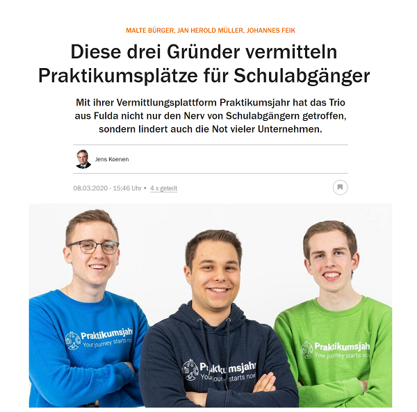 praktikumsjahr im Handelsblatt